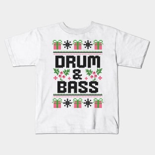 DRUM AND BASS  - Ugly Xmas Sweater (Black) Kids T-Shirt